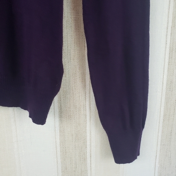 Lauren Ralph Lauren Cashmere Silk Turtleneck Sweater Purple Plum Size Large - Picture 2 of 9